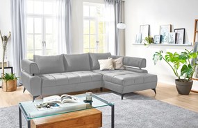 Rohová sedacia súprava Paris, svetlo šedá látka, pravý roh
