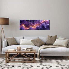 Obraz - Fialová hmlovina (s hodinami) (90x30 cm)