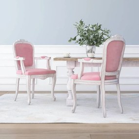 Jedálenské stoličky 2 ks ružové 62x59,5x100,5 cm zamat 344469