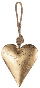 Zlaté srdce s patinou na zavesenie - 10 * 2 * 10 cm