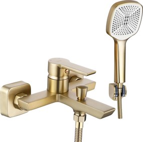 Rea Argus, vaňová batéria s ručnou bodovou sprchovou súpravou, zlatá matná, REA-B6414
