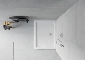 Mexen Flat obdĺžniková sprchová vanička slim 90 x 80 cm, biela, sifón chróm - 40108090