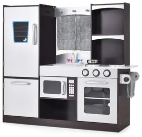 Detská kuchynka z dreva detská kuchynka na hranie s chladničkou a množstvom úložného priestoru 97 x 30 x 95 cm hnedá