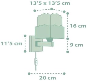 Dalber 63169H - Detské nástenné svietidlo PANDA 1xE27/60W/230V zelená