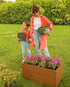 PLASTOVÝ KVETINÁČ NA KOLIESKACH BETONIQUE ECO 39X39X78 CM DREVENÝ DEKOR HNEDÁ