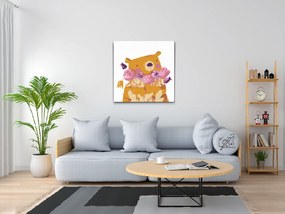 Gario Diamantové maľovanie Medvedík s kyticou Rozmery: 50 x 50 cm, Rámovanie: Iba zrolované plátno, Diamanty: Okrúhle