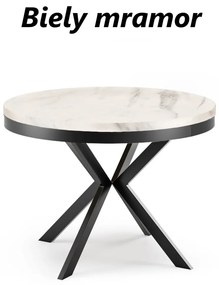 Okrúhly rozkladací jedálensky stôl MARION PLUS 120cm - 196cm Kominácia stola: čierna matná - biele nohy