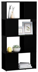 vidaXL Knižnica/deliaca stena čierna 60x24x124,5 cm drevotrieska-