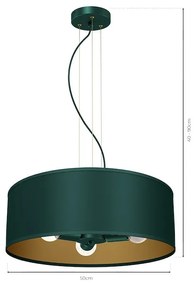 EUlight Závesné svietidlo Verde, 1x zelené textilné tienidlo, gr