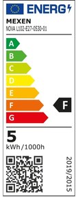 Mexen Nova, LED žiarovka E14, C37, 5W, Teplá - 3000K, 525 lm - L102-E14-0530-01