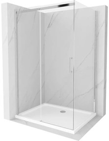Mexen Omega, sprchovací kút s posuvnými dverami 110 (dvere) x 70 (stena) cm, 8mm číre sklo, chrómový profil + slim sprchová vanička 5cm, 825-110-070-01-00-4010