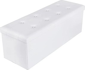 Taburetka 120 L, lavica s úložným priestorom, nosnosť 300 kg, syntetická koža, biela