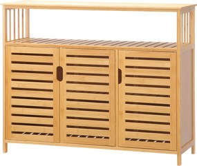 HOMCOM 3-dverový bambusový komoda so policami pre obývaciu izbu a jedálne 100x35x82 cm | Aosom