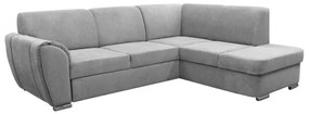 Rozkladacia rohová sedacia súprava s úložným priestorom v tvare L SERPA pravá šedá