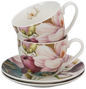 Porcelánová šálka s podšálkou Magnolie 270 ml sada 2ks
