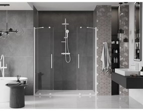 Mexen Velar Duo, posuvné dvere do otvoru 180x200 cm, 8mm číre sklo, biela, 871-180-000-02-20