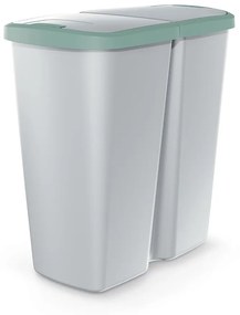 Odpadkový kôš DUO sivý, 45 l, zelená / sivá