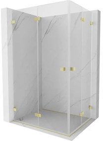 Mexen Lunar-F Duo, skladací sprchový kút 100 x 75 cm, 8mm číre sklo, zlatý matný profil, 836-100L-075P-55-00