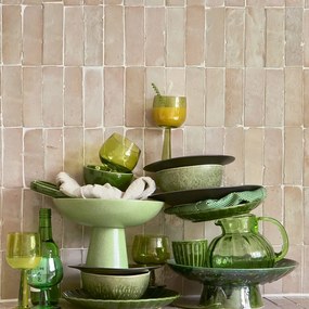 Set 4ks zelená olív poháre na víno na vysokej nohe The Emeralds - Ø 8*17cm/ 200ml