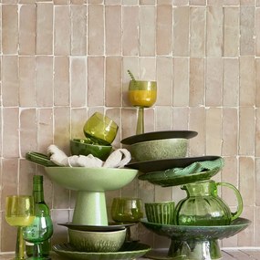 Set 4ks zelená olív poháre na víno na vysokej nohe The Emeralds - Ø 8*17cm/ 200ml