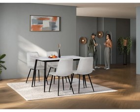 Jedálenský set zo spekanej keramiky a kovu 5 ks, biela