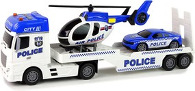 LEAN Toys Sada: Polícia, odťahovka, nákladné auto, autíčko, vrtuľník, zvuky, svetlá