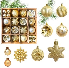 Sada vianočných ozdôb VTÁČIK zlatá, 40 ks