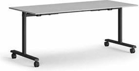 Mobilný stôl MATCH, 180x80 cm, čierna podnož, sivá