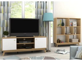 Biely/v prírodnej farbe TV stolík v dekore duba 140x53 cm Caitlin – Støraa
