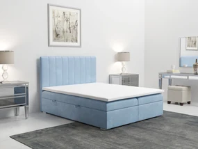 Manželská posteľ Boxspring 140 cm Ranaly (modrá) (s úložným priestorom). Akcia -20%. Vlastná spoľahlivá doprava až k Vám domov. 1020353