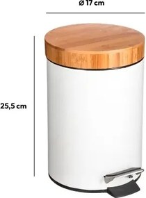 Odpadkový kôš s bambusovým vekom NATUREO 3L, biely