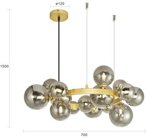 Brilagi - LED Luster na lanku MILLA 15xG9/3W/230V zlatá/dymová