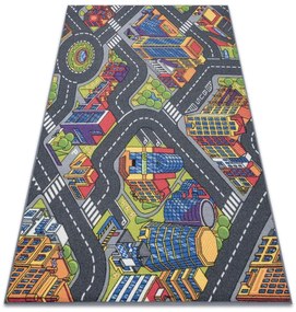 Detský koberec REBEL ROADS Urban life 97 Metropolis, ulice protišmykový - sivý