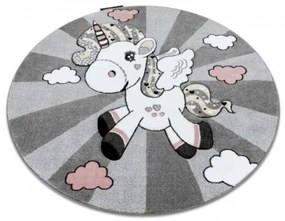 Koberec KRUH PETIT UNICORN JEDNOROŽEC sivý