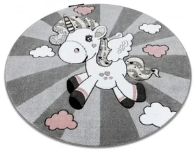 Koberec KRUH PETIT UNICORN JEDNOROŽEC sivý