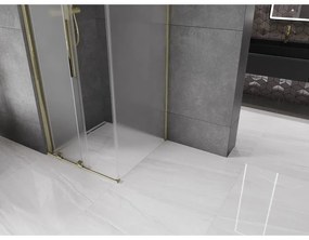 Mexen Velar, sprchový kút s posuvnými dverami 100 x 100 cm, 8mm sklo námraza, zlatá lesklá, 871-100-100-31-50