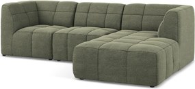 Zelená rohová pohovka z textílie buklé (pravý roh/s leňoškou) Aloha – Makamii
