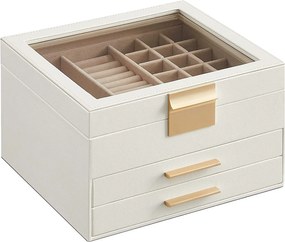 Songmics Šperkovnica Elegant, 23,1x13,5x20,3 cm, biela/béžová