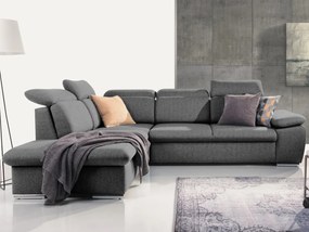 Rohová sedačka Aldon,dymovosivá štruktúrovaná látka, ľavý roh