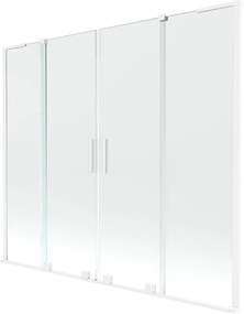Mexen Velar L Duo, 2-krídlová posuvná vaňová zástena 170 x 150 cm, 8mm číre sklo, biela matná, 896-170-003-02-20