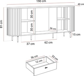 KOMODA LANDRY PRESTIGE 2D3 KAŠMÍR 190 cm