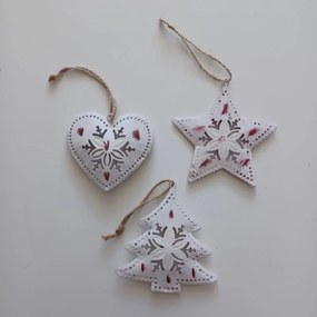 DECOLED Kovová vianočná závesná ozdoba s patinou srdca, vzorovaná