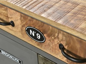 furniture-nabytek.cz - Masívna umývadlová skrinka Pinetown z mangového dreva a kovu, lakovaná, viacfarebná – 71×35×63 cm
