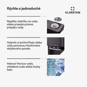 Klarstein Aqueous výrobník ľadu 3 v 1: kocky ľadu, dávkovač vody: horúca a studená, 20 kg/24h