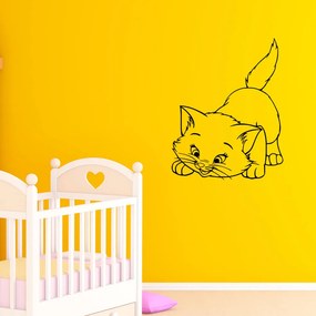 Veselá Stena Samolepka Roztomilá mačička Farba: černá, Veľkosť: 80 x 80 cm