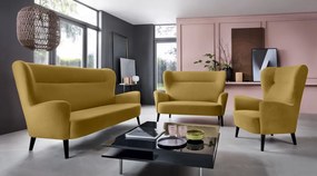 Trojmiestna pohovka Next, žltá látka