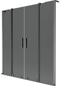 Mexen Velar L Duo, 2-krídlová posuvná vaňová zástena 160 x 150 cm, 8mm šedé sklo, brúsený grafit, 896-160-003-42-66