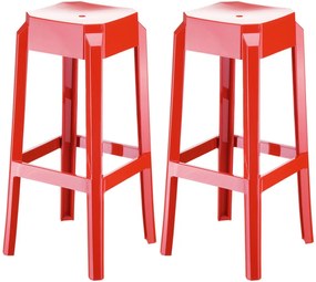 Plastová barová stolička FOX (SET 2 ks) - Červená