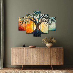 Obraz – Mozaika – slnko a strom I. (150x105 cm)
