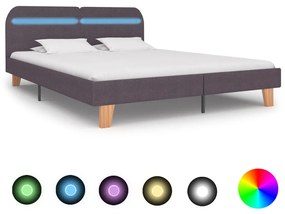Rám postele s LED svetlom hnedosivý látkový 180x200 cm